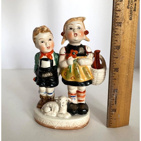 MCM Boy Girl Lamb Figurine Hand Painted Occupied Japan Vintage Repaired READ - Picture 11 of 12